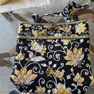 Vera Bradley, black and yellow tote
